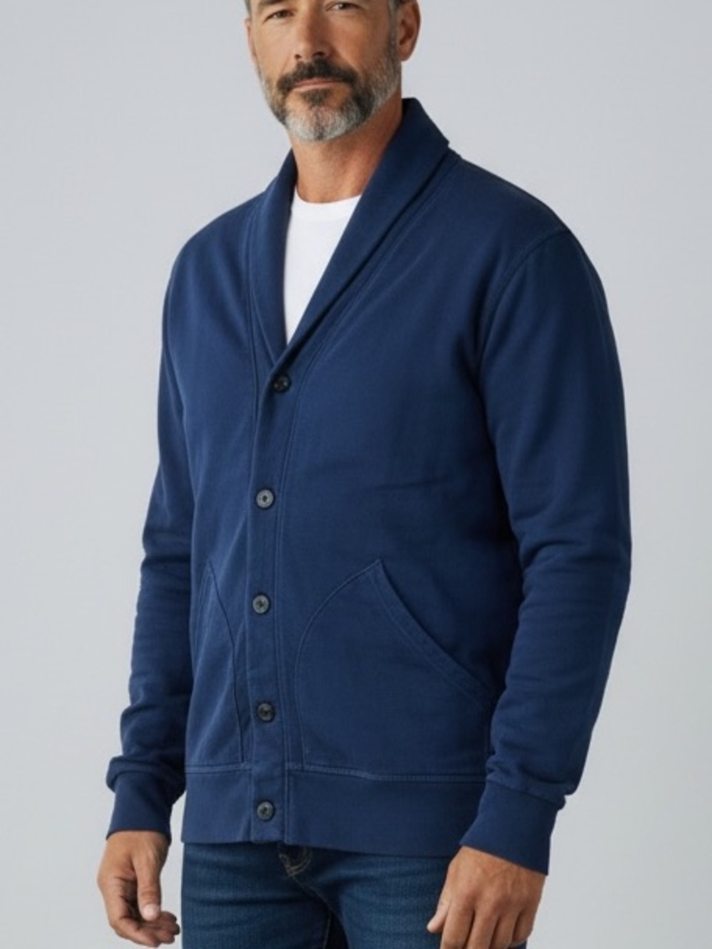 Dockers Navy Knit Shawl Collar Cardigan size small